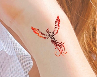 Phoenix Temporary Tattoo / red Phoenix bird tattoo