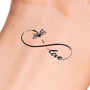 Dragonfly Infinity Love Temporary Tattoo