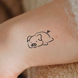 Sleepy Pig Temporary Tattoo