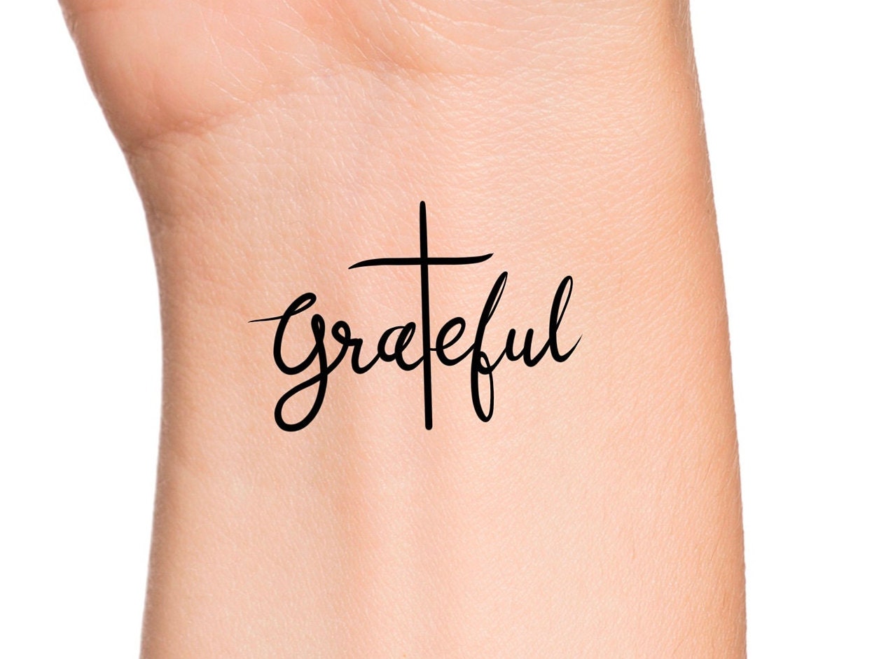 Grateful Cross Temporary Tattoo