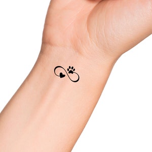 Infinity Paw Print Heart Temporary Tattoo