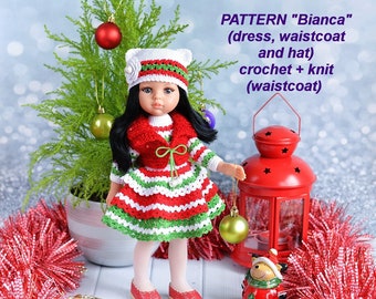 Doll clothes crochet pattern to fit 13" doll. PDF instant download. In english. Very easy pattern. Crochet dolls outfit
