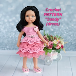 Crochet pattern &quot;Sandy&quot; to fit 13 inches doll / Paola Reina, Dianna Effner / In english. PDF instant download. Crocheted doll dress.