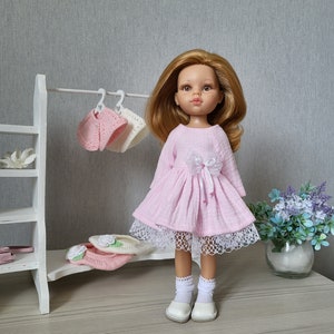 Muslin dress for doll Paola Reina, La Amigas, Little Darling, Les Cheries. Clothes 13 inch 32-34 cm doll. Cotton doll dress. image 3