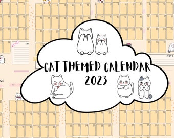 Cat Themed Calendar 2023 | Cute Planner | Printable Instant Download | iPad Planner