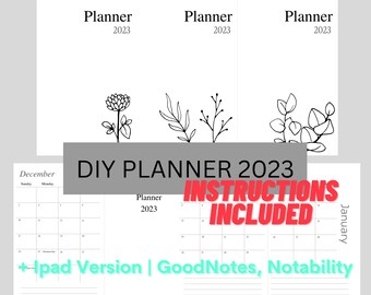 DIY Planner 2023 | Printable Digital Copy | Simple and Minimal | Digital Planner for iPad GoodNotes