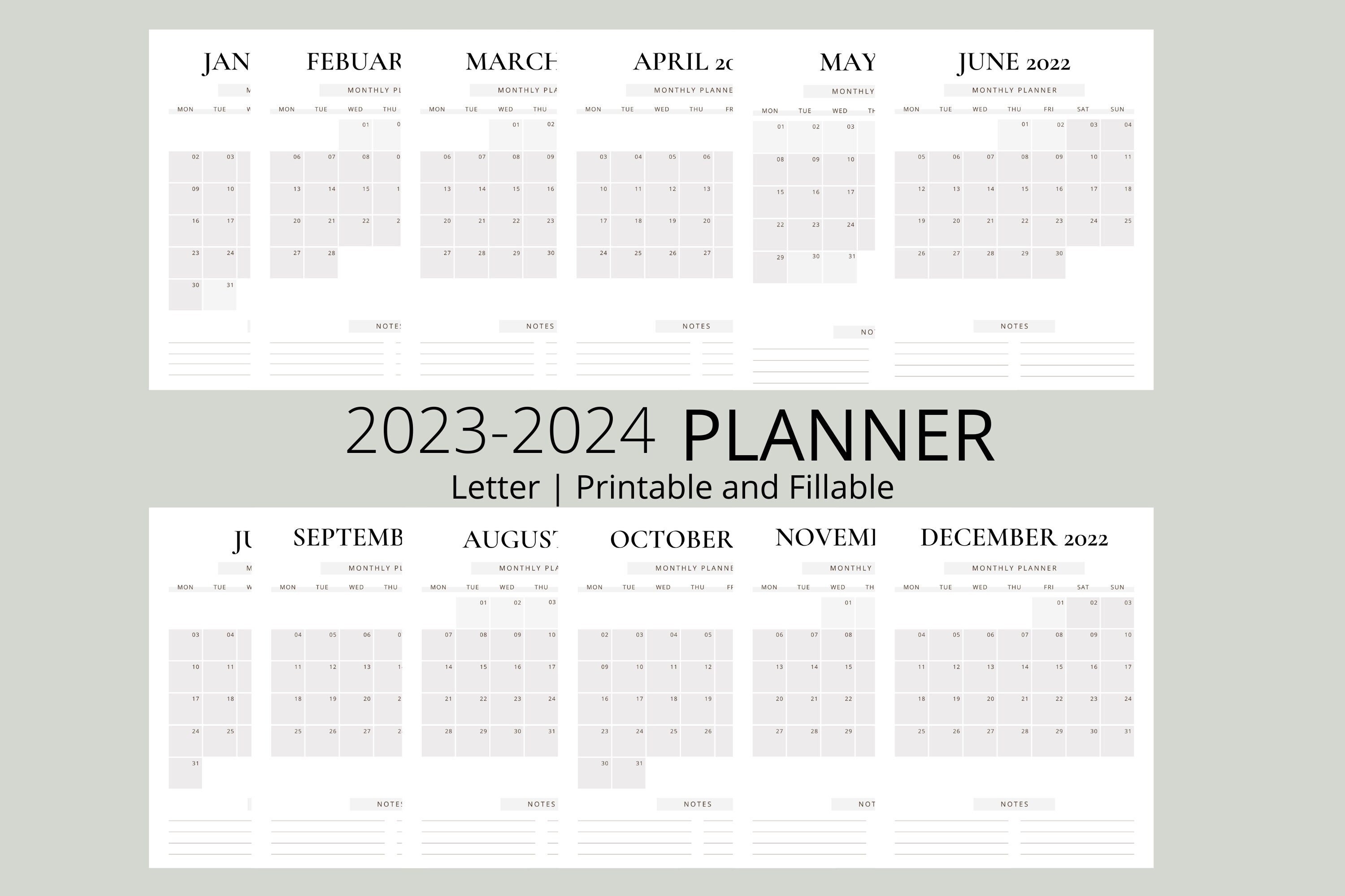 Minimalistic 2023 Planner Yearly Planner Digital Printable - Etsy