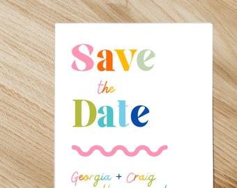 Colourful Rainbow Save The Date Template