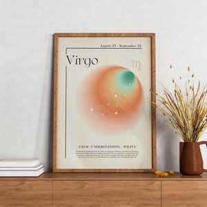 Virgo Art Print Zodiac Aura Poster Grainy Gradient Star Sign Aura Print Vibrant Energy Art Gift Positive aura Wall Art