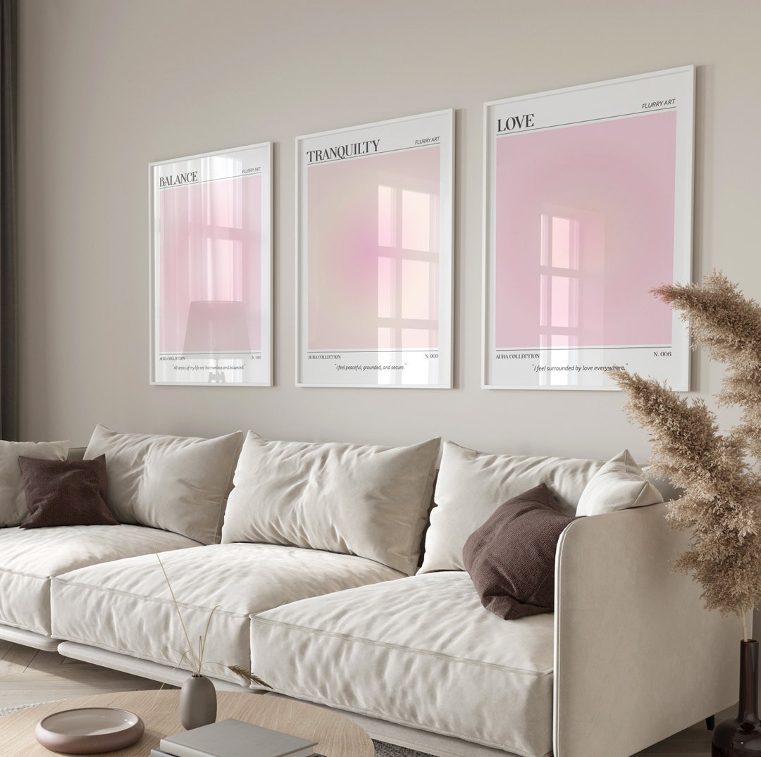 Pink Positive Aura Poster Set of 3 Affirmation Poster Balance Love ...