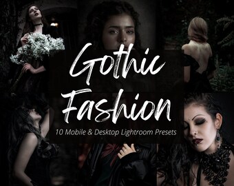 10 Gothic Fashion Lightroom Mobile & Desktop Presets, Fashion Photography, Dark and Moody, Dark Aesthetic, Instagram Filter, Dark Academia