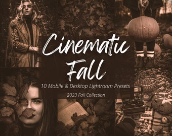 10 Cinematic Fall Lightroom Mobile & Desktop Presets, Warm Brown Fall Presets, Dark Moody Autumn Preset, Vintage Retro Film Instagram Filter