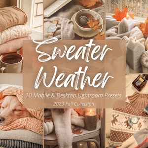 10 Sweater Weather Lightroom Mobile & Desktop Presets, Soft Warm Fall Presets, Creamy Presets, Bright Autumn Filter, Cozy Instagram Filter