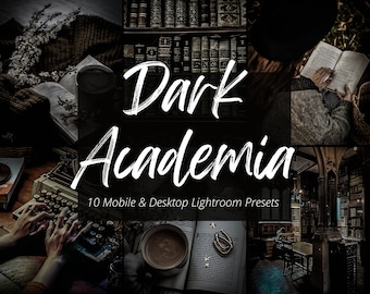 10 Dark Academia Adobe Lightroom Mobile & Desktop Presets, Bookstagram, Fall Aesthetic, Dark Moody Presets, Instagram Filter, Holiday Filter