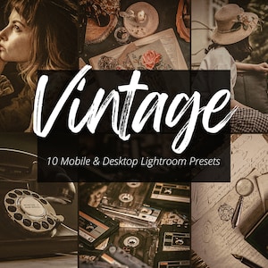 10 Vintage Lightroom Mobile & Desktop Presets, Dark and Moody, Vintage Aesthetic, Warm Retro Presets, Sepia Preset, Instagram Filter, VSCO