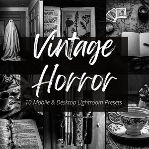 10 preimpostazioni vintage per dispositivi mobili e desktop di Lightroom Horror, preimpostazioni scure e lunatiche, estetica bianco nero, film classici, filtro Instagram, VSCO