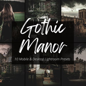 10 Gothic Manor Adobe Lightroom Mobile & Desktop Presets, Bookstagram, Fall Aesthetic, Halloween Presets, Instagram Filter, Dark and Moody