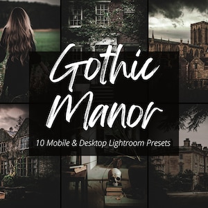 10 preimpostazioni per dispositivi mobili e desktop di Gothic Manor per Adobe Lightroom, Bookstagram, estetica autunnale, preimpostazioni per Halloween, filtro Instagram, scuro e lunatico