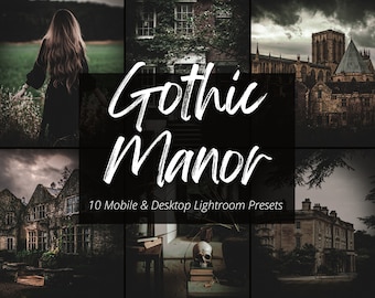 10 Gothic Manor Adobe Lightroom Mobile & Desktop Presets, Bookstagram, Fall Aesthetic, Halloween Presets, Instagram Filter, Dark and Moody