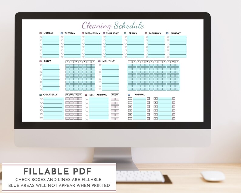 Editable Cleaning Schedule, Cleaning Planner, Fillable PDF Planner ...