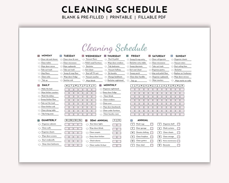Editable Cleaning Schedule, Cleaning Planner, Fillable PDF Planner ...