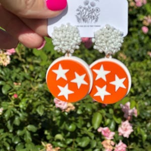 Tennessee Flag • Tennessee Earrings • Game Day • Spirit Earrings • Orange