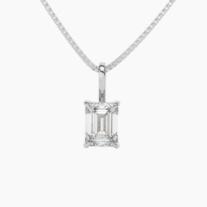 2 ct VVS1 Moissanite Emerald Cut 14K White Gold Pendant | 8x6mm | Pendant Only | For You For Her