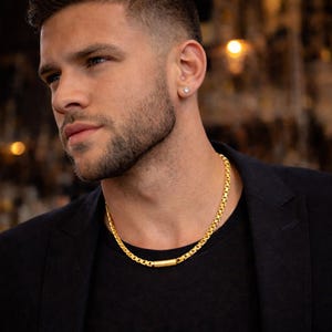 Men's 18K Gold PVD Box Link Chain, 6mm, 22 Inch, Barrel Clasp