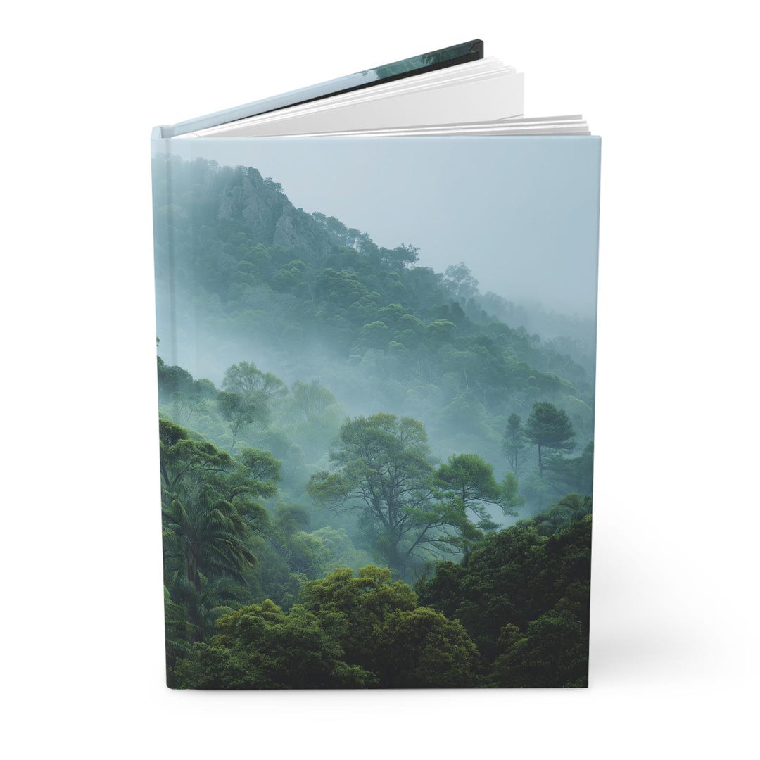 Misty Green Forest Hardcover Journal | Matte Notebook, Nature Landscape ...
