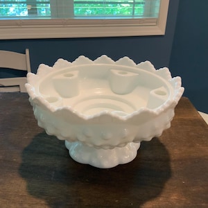 Vintage Fenton Milchglas Hobnail 6 Spot Sockel Kerzenhalter