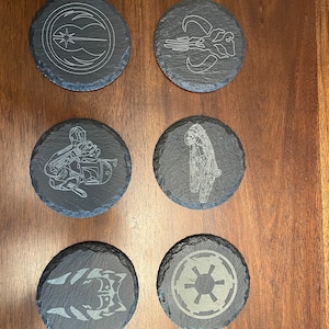 Various Star Wars Laser Engraved Slate Coasters