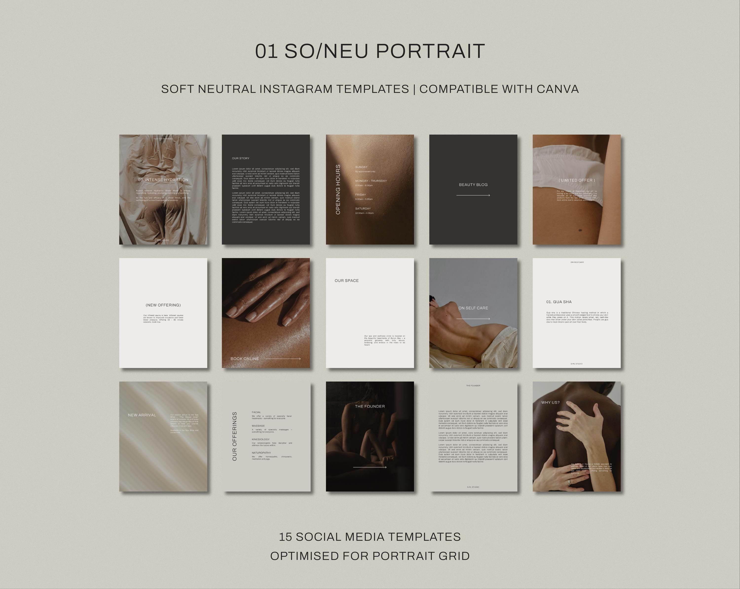 01 SO/NEU | Soft, Neutral Social Media/Instagram Portrait Templates for Canva