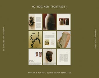 02 MOD/MIN | Modern, Minimal Social Media/Instagram Portrait Templates for Canva