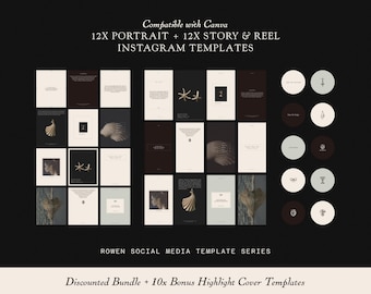 ROWEN | Minimalist, Heritage-Inspired Social Media/Instagram Template Kit for Canva