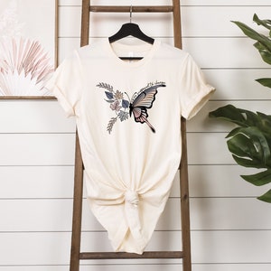 Cotton Butterfly Shirt, Fall T-Shirt, Changing Colors, Pretty Fall, Season of Change, Autumn Shirt, Ladies Cotton Shirt