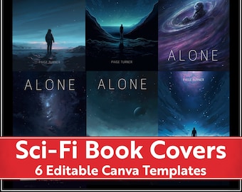 6 Editable Sci-Fi Horror Book Cover Canva Templates - DIY eBook Covers for Self-Publishing Authors - Instant Download & Customizable