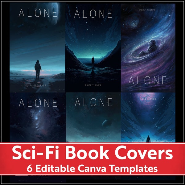 6 Editable Sci-Fi Horror Book Cover Canva Templates - DIY eBook Covers for Self-Publishing Authors - Instant Download & Customizable