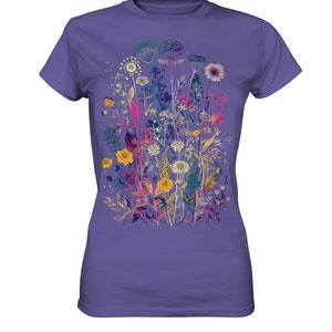 T-shirt imprimé fleurs sauvages pressées, T-shirt fleuri, Cadeau pour amoureux des plantes, T-shirt fleurs sauvages, T-shirt jardinier, T-shirt fleurs sauvages femme, T-shirt plantes Millenial Lilac