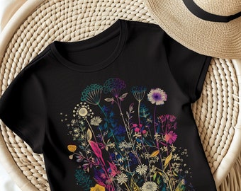 Pressed Wildflowers Shirt, Florales Shirt, Pflanzenliebhaber Geschenk, Wildblume Shirt, Gärtner Shirt, Wildblumen Damen Shirt, Plant Shirt
