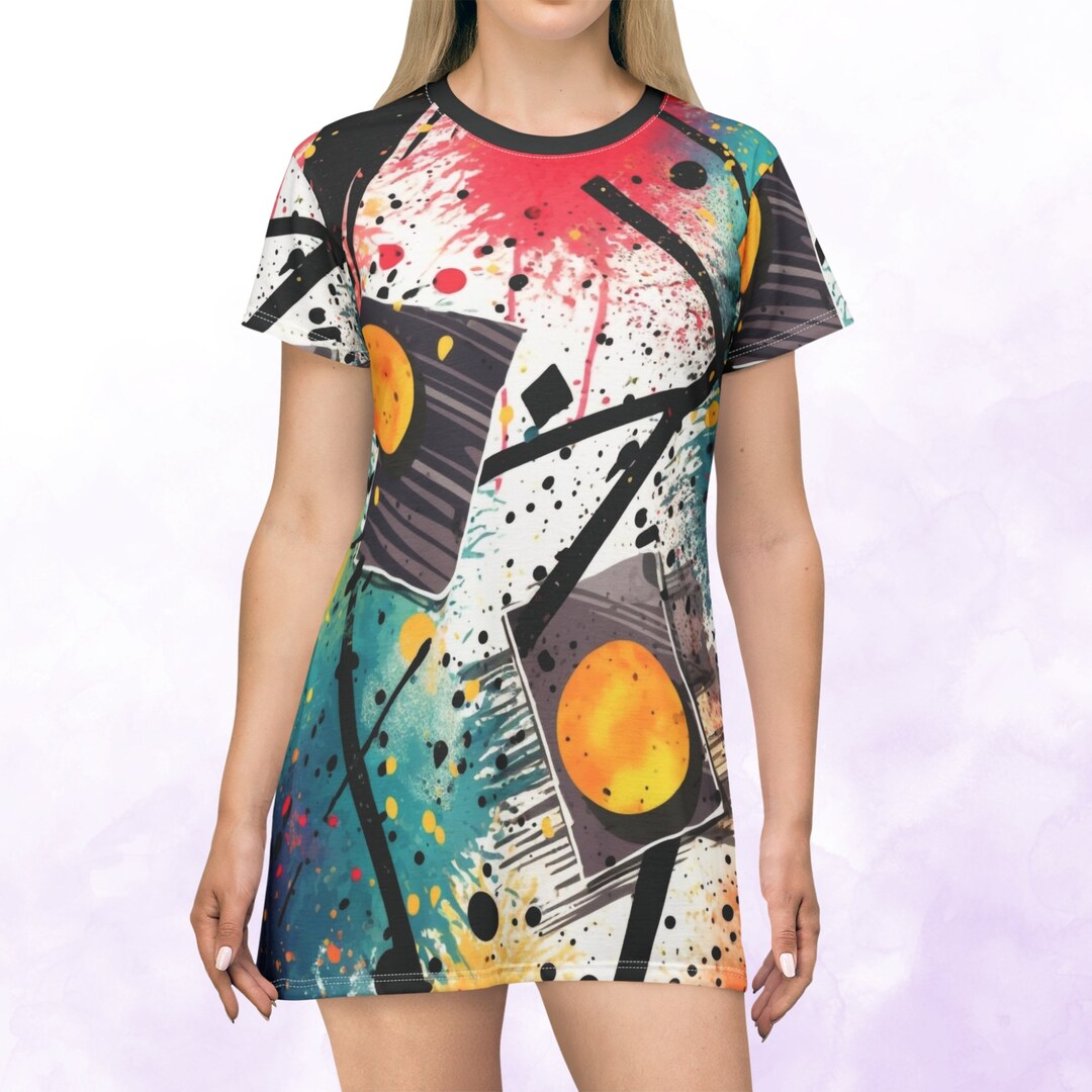 Modern Retro Fashion Shirt, 80s 90s Geometric Shapes & Bright Colors ...