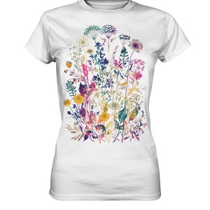 T-shirt imprimé fleurs sauvages pressées, T-shirt fleuri, Cadeau pour amoureux des plantes, T-shirt fleurs sauvages, T-shirt jardinier, T-shirt fleurs sauvages femme, T-shirt plantes Blanc