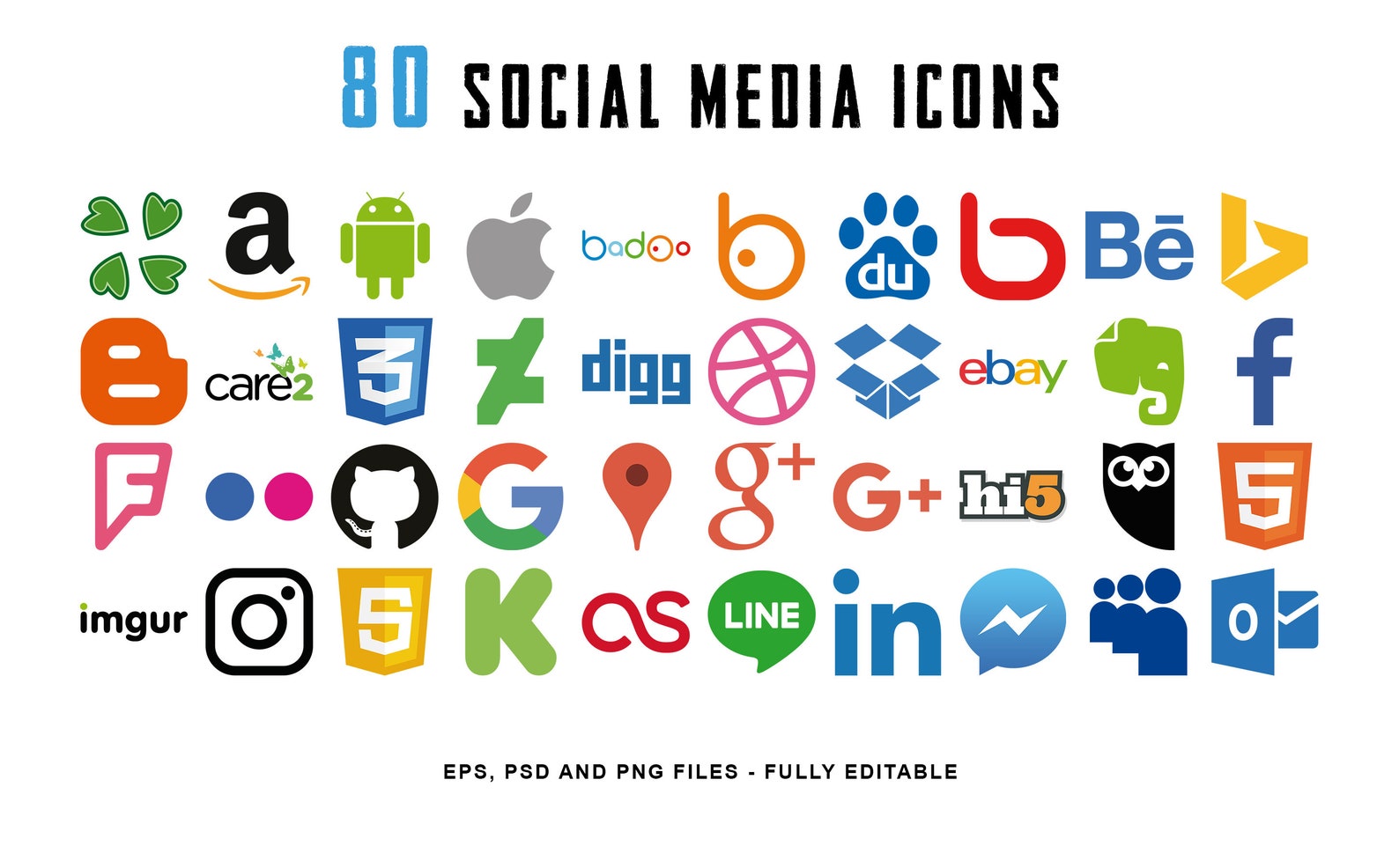 80 Social Media Icons Mega Pack / Website Icons / Blog Icons ...
