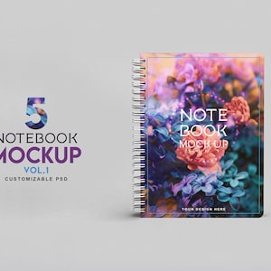 Notebook Mockup Vol 1 / Journal Mockup / Spiral Notebook Mockup / Diary Mockup / Customizable / Digital Download