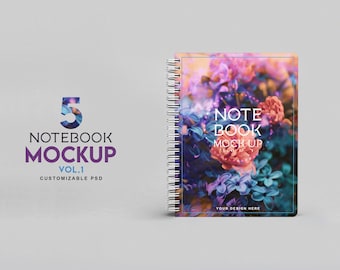 Notebook Mockup Vol 1 / Journal Mockup / Spiral Notebook Mockup / Diary Mockup / Customizable / Digital Download
