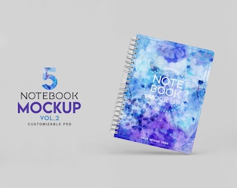 Notebook Mockup Vol 2 / Journal Mockup / Spiral Notebook Mockup / Diary Mockup / Customizable / Digital Download