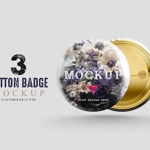 Pin Button Badge Mockup / Pinback Button Badge Mockup / Customizable / Digital Download
