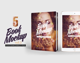 Book Mockup Vol 2 / Hardcover / Cover Mockup / PSD Mockup Design / Customizable / Digital Download
