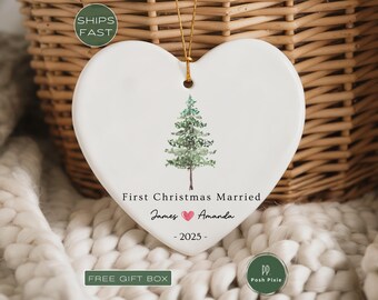 Personalized First Christmas Married Ornament | Our First Christmas as Mr & Mrs | Newlywed Christmas Keepsake | Custom Wedding Gift