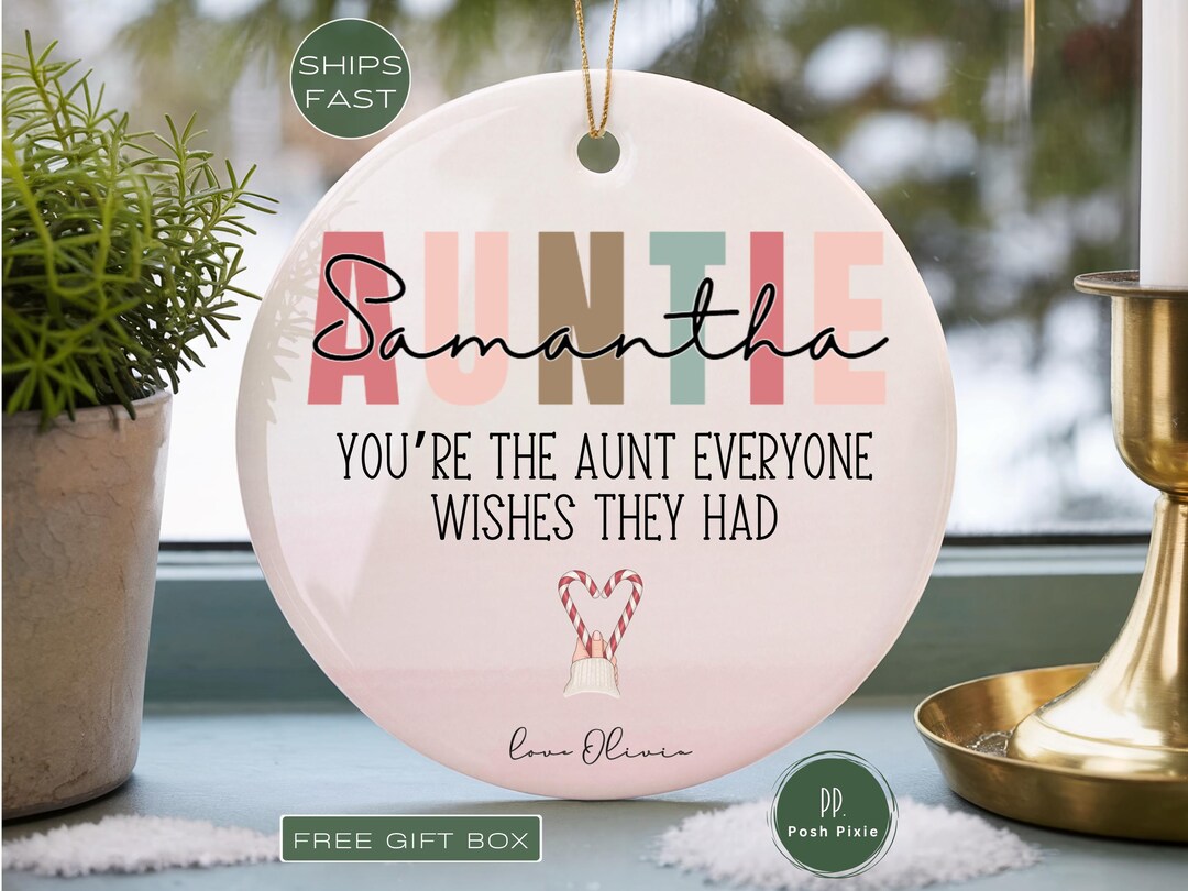 Custom Auntie Ornament, Personalized Auntie Ornament Announcement Gift ...