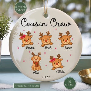 Cousin Crew Ornament, Custom Cousin Ornament, Personalized Cousin Christmas Ornament Gift for Cousin Best Friend Cousins Keepsake Ornament